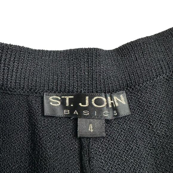 ST JOHN Basics Black Pleated Santana Knit Pull On Pants Women's Size 4 Vintage - Picture 4 of 6
